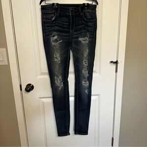 Daytrip Dark Blue Distressed Skinny Jeans